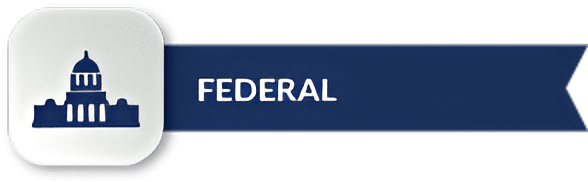 Federal icon with building silhouette.