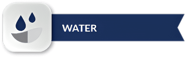 Water icon with droplets and smile.
